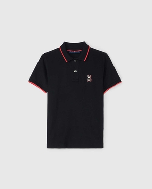 Polos Psycho Bunny Kayden Pique Polo Noir Enfant | KUP-31806729